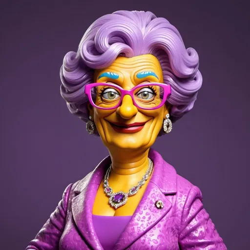 Prompt: dame edna in 3d simpson style