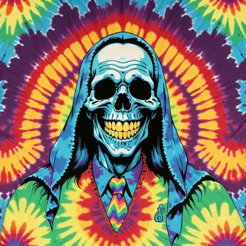 Prompt: 70s tie dye smiling Lich

