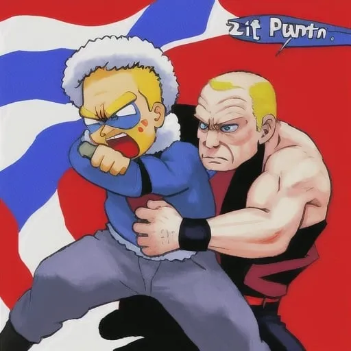 Prompt: Bart fighting putin