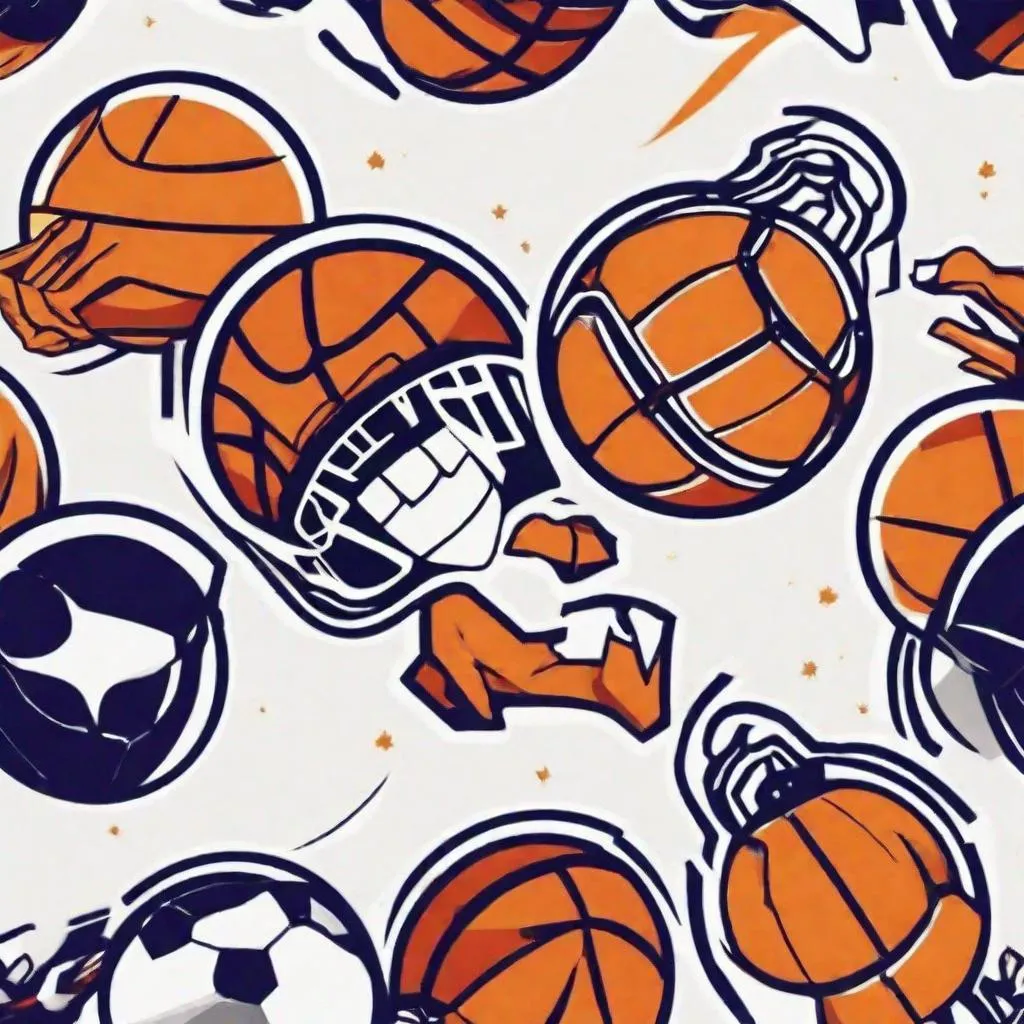 Prompt: football soccer basketball combined logo
