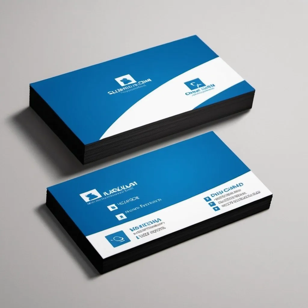 Prompt: create a minimalistic yet professional business card using the colors blue and white only one card
