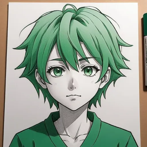 Prompt: Manga style drawing 2D green board with eraser and chalk