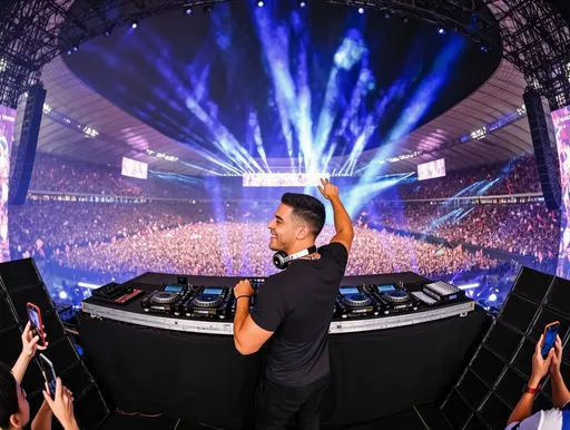 Prompt: Show do DJ Bruno MartiniDJ Bruno Martini's show in a stadium with 74,068 people.