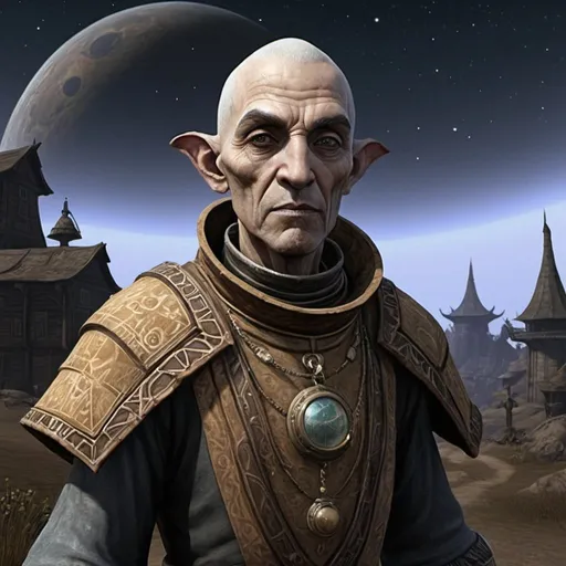 Prompt: space and time traveler from year 3769 in world of elder scrols morrowind
