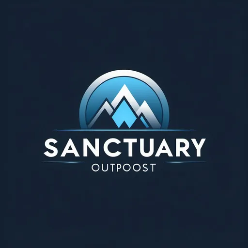 Prompt: (accurately spelled text "SANCTUARY OUTPOST"), modern logo design, sleek and professional style, minimalist aesthetics, cool color palette, featuring shades of blue and silver, vector design, high contrast, clean lines, visually striking, suitable for tech industry branding, appealing and recognizable, 4K ultra-detailed quality.