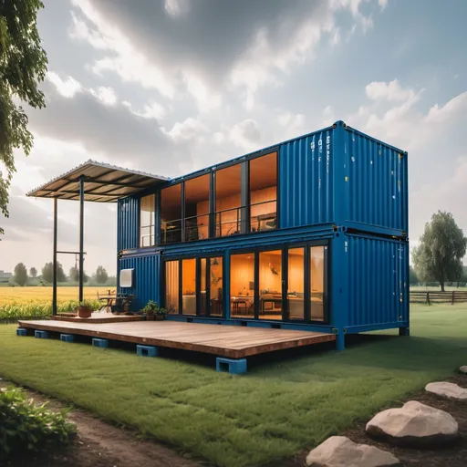 Prompt: a container house in a farm