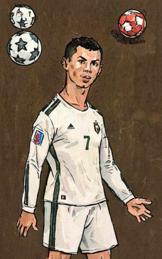 Prompt: Şehzade Mustafa, futbol topu ile Cristiano Ronaldo'nun siü hareketini yapsın.