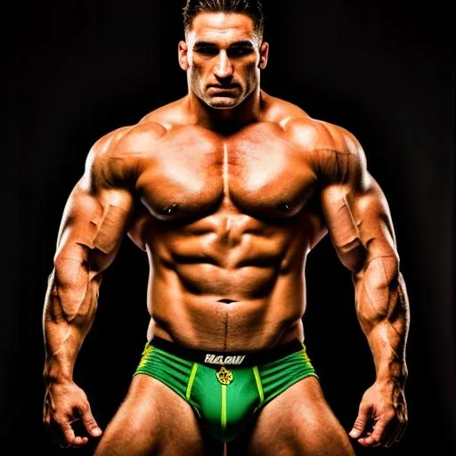 Prompt: ken shamrock muscle hunk bara