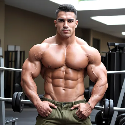 Prompt: military chilean muscle hunk