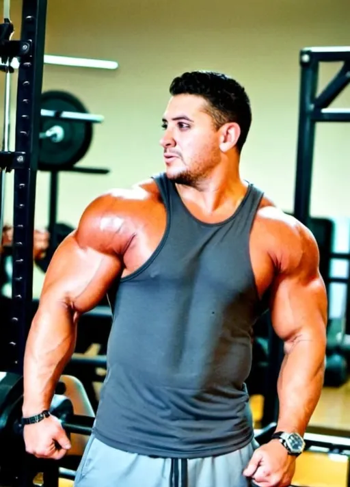 Prompt: alex mauricio burgos montecinos bara musclehunk bodybuilde fatness gym

