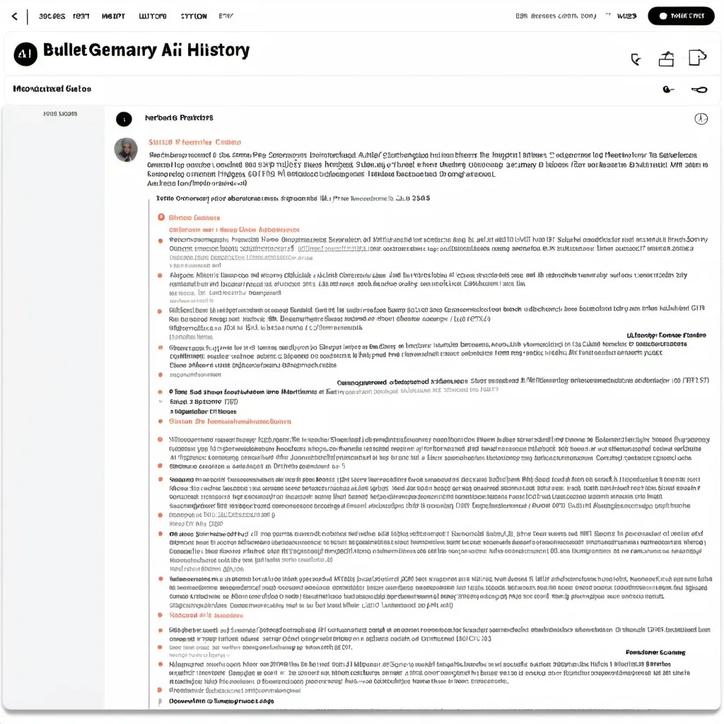 Prompt: A screenshot of the AI-generated history summary with bullet points
