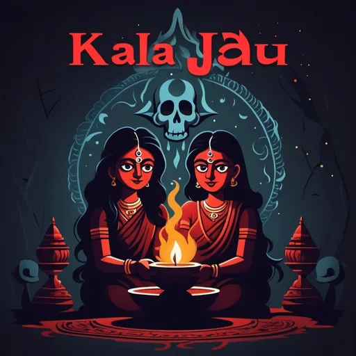 Prompt: Design a striking YouTube thumbnail for a video titled 'Kala Jadu Hindi Moral Story.' The thumbnail should incorporate elements of dark magic, such as ominous symbols or mystical objects, and include a hint of the story's moral lesson. Use dark, rich colors to evoke a sense of mystery, and ensure the text 'Kala Jadu Hindi Moral Story' is bold and eye-catching. Adding a subtle hint of a traditional or cultural element can also enhance the appeal."