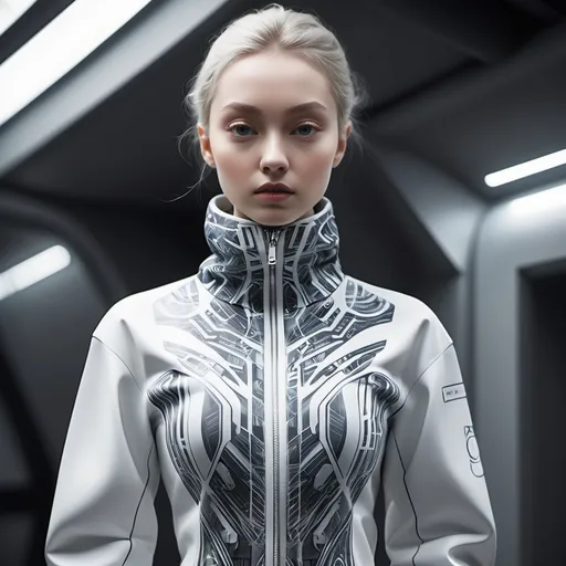 Prompt: A futuristic clothing, an gyeon, future nature, old print