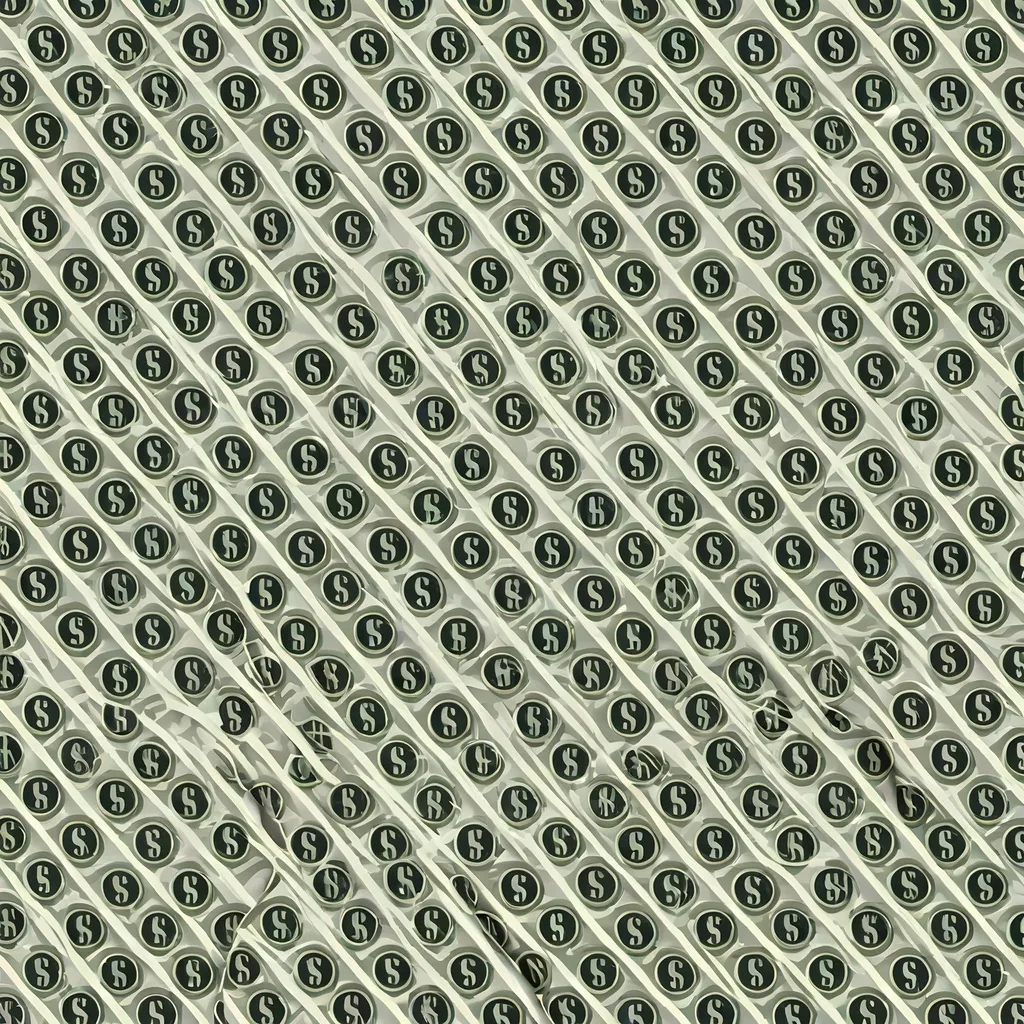 Prompt: Tri dollar sign mesh pattern, dollar sign with 2 lines through it meshed, varied dollar symbol wallpaper