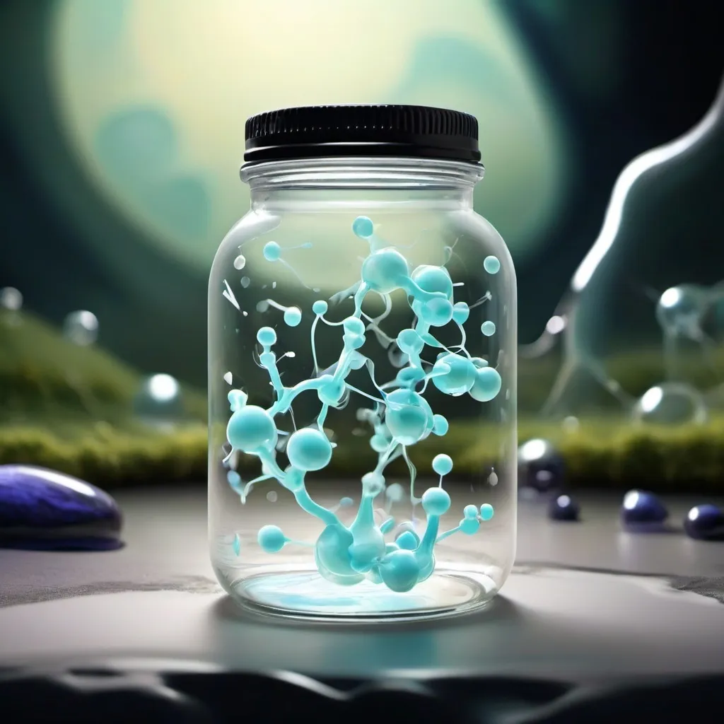 Prompt: Wallpaper art, liquid design in the background, biomes, overlaying watermark neurotransmitter, pearlescent, high plains graphic, forming Nueral atoms the 2nd dimension, in a jar