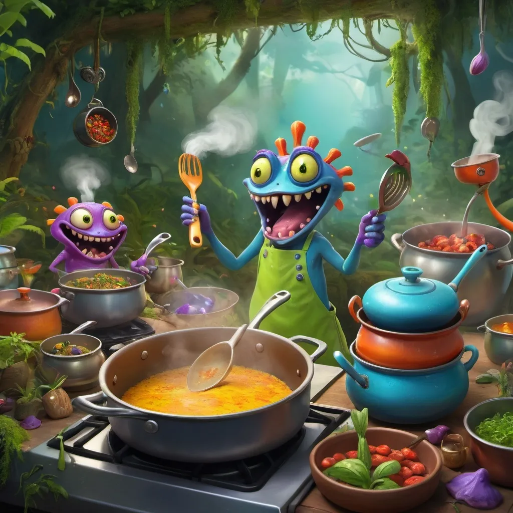 Prompt: murlocs cooking