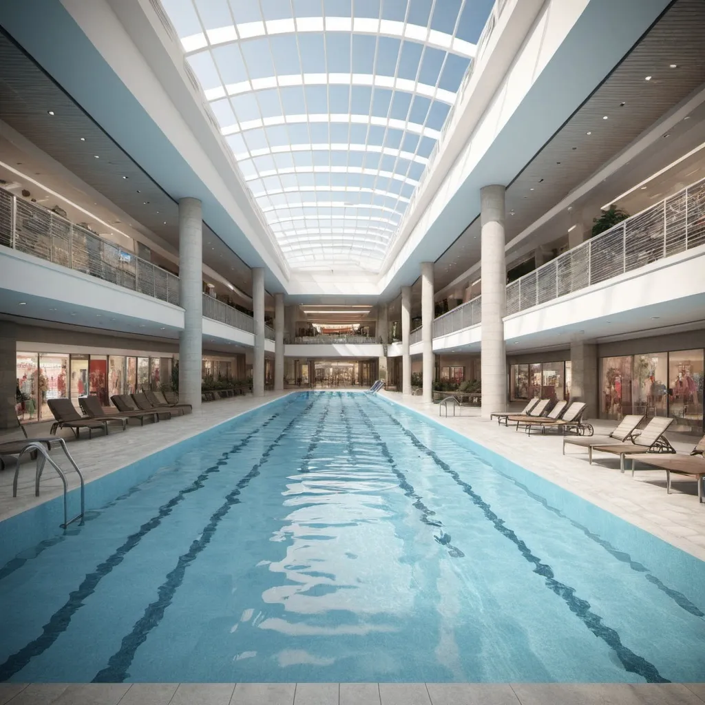 Prompt: Mall Swimming pool Architectural renders