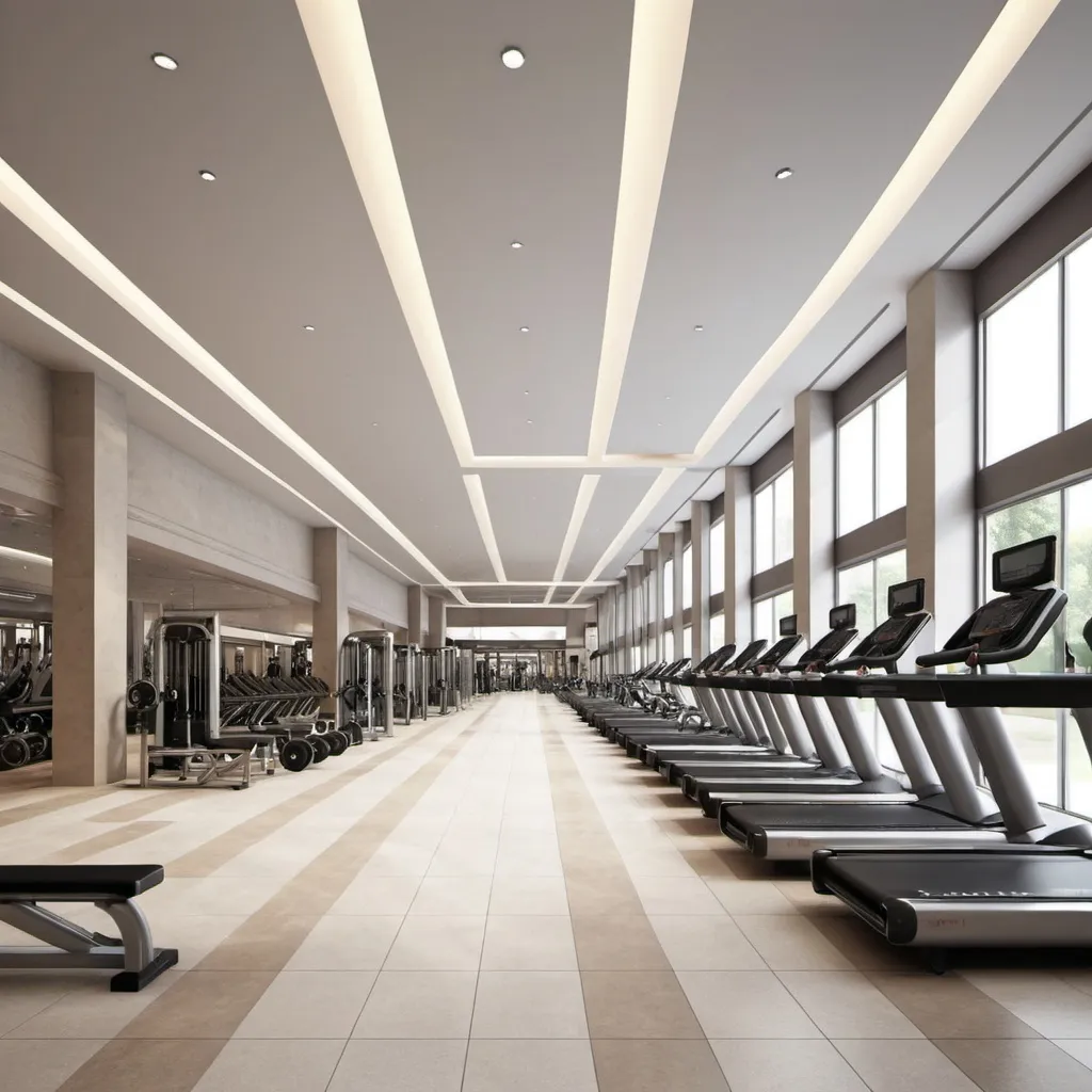 Prompt: mall gym Architectural renders