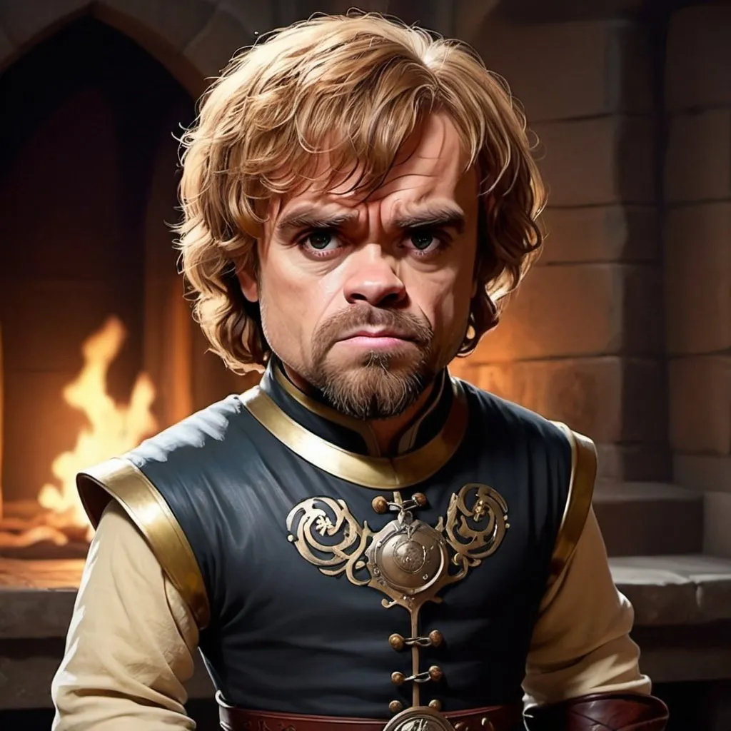 Prompt: Game of thrones character Tyrion Lennister as a disney pixar style character