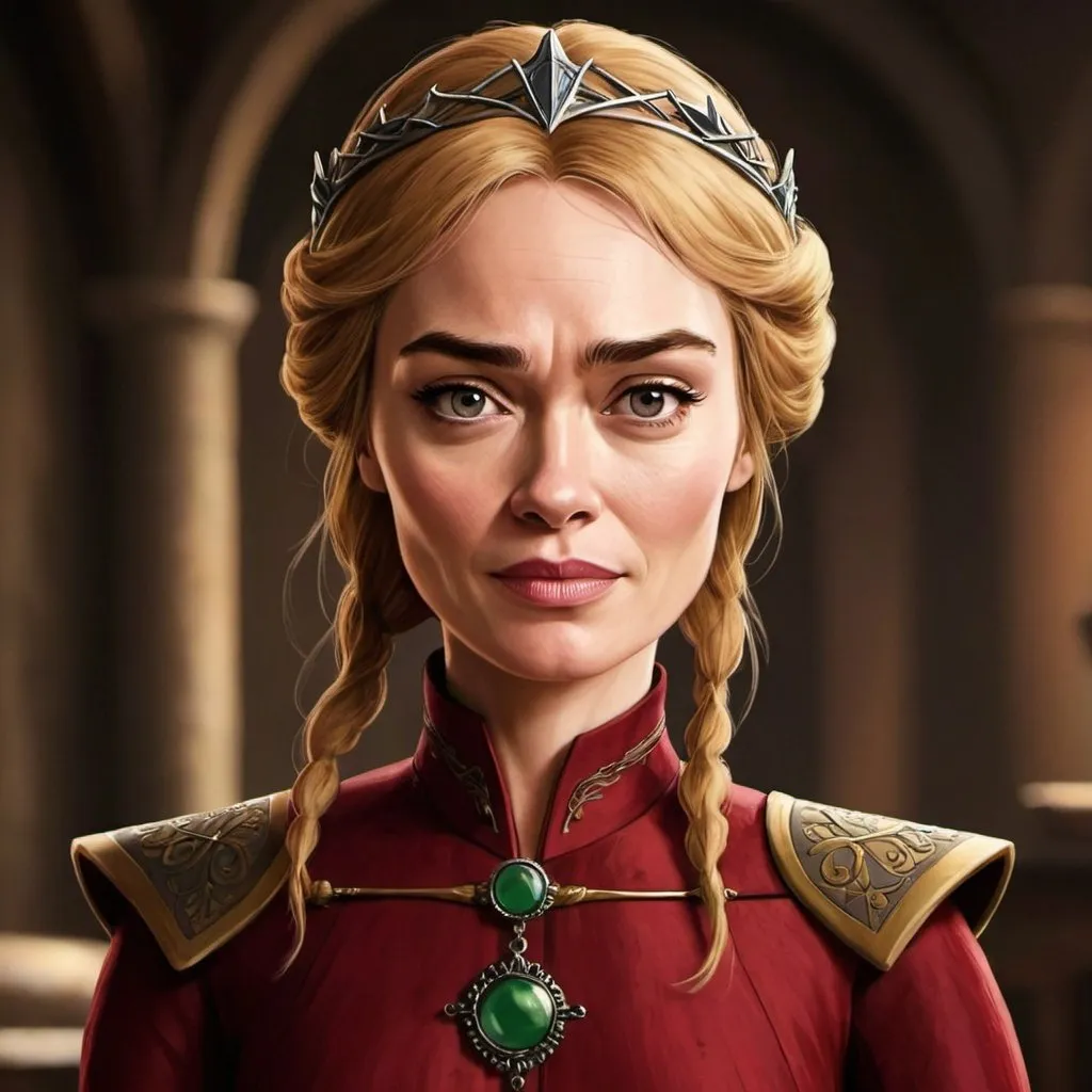 Prompt: Game of thrones character Cersei Lennister as a disney pixar style character
