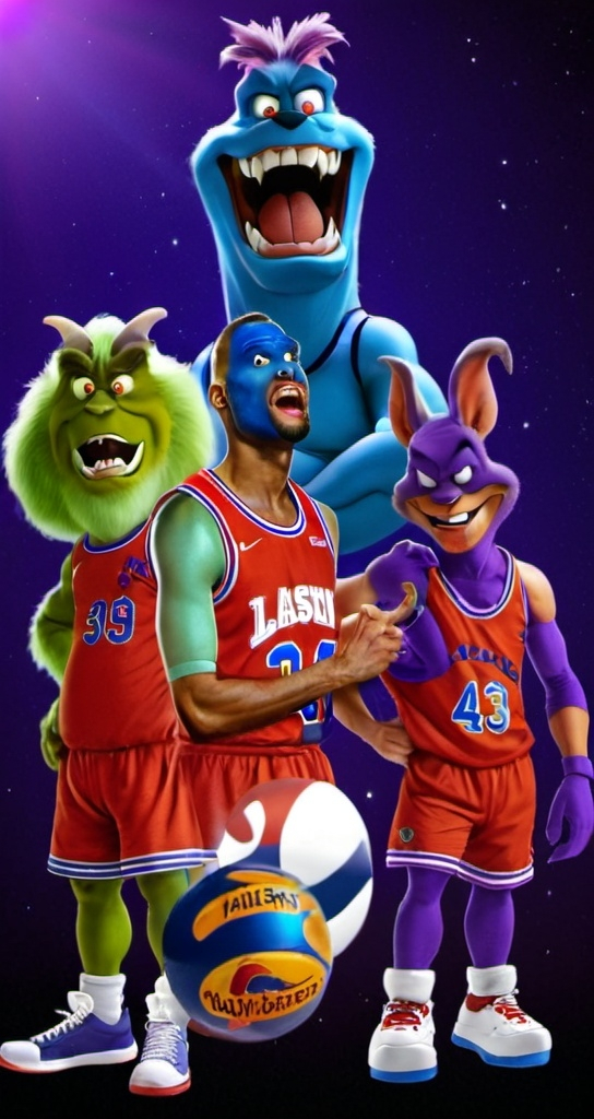 Prompt: the monstars from space jam but they're all gooners