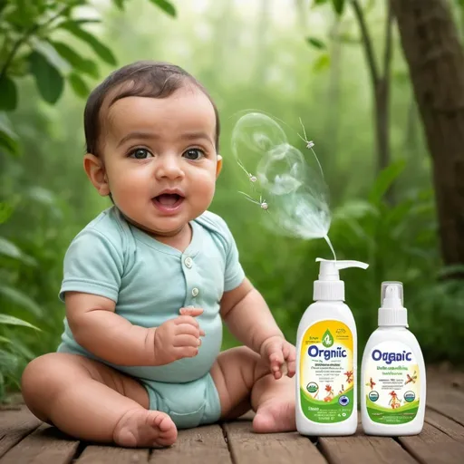 Prompt: I want to create an facebook Ad for mosquito repellant for babies made using organic products. I want to show this Ad to indian urban moms