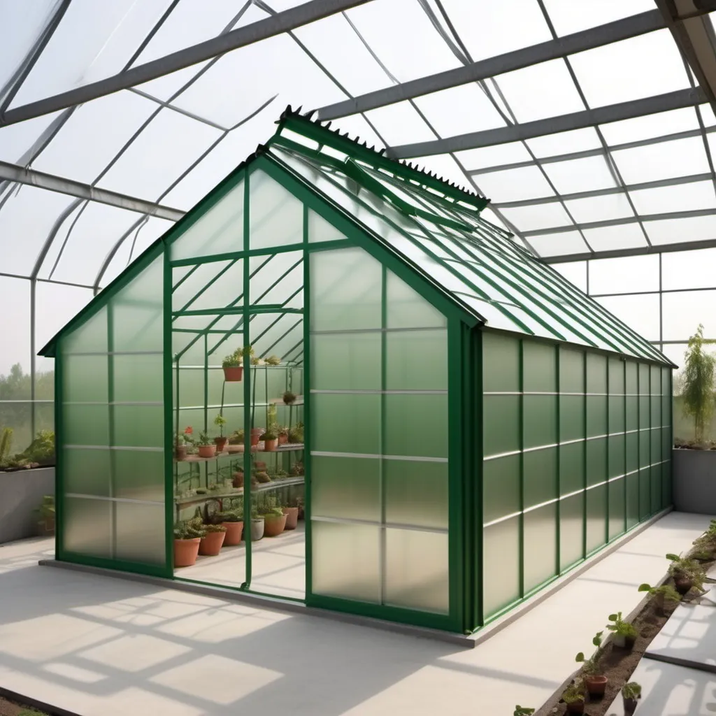 Prompt: A Strong Reinforced Walls and Shock absorption Floors green house