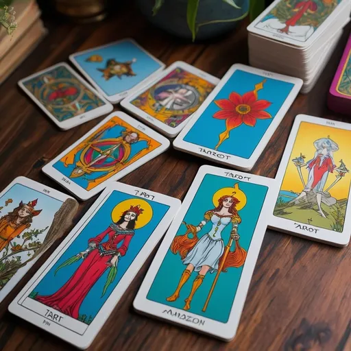 Prompt: Create me my own full 78 tarot deck using original writer waits deck with Amazon colorful detailed theme 

