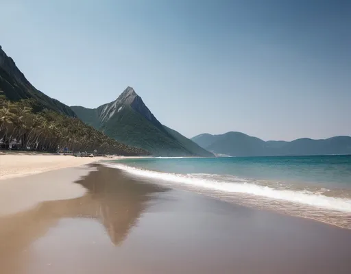 Prompt: Beach and mountain 