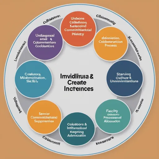 Prompt: /imagine Create a stacked venn diagram with the following levels, starting from the smallest section: Individual implementing UDL (knowledge, skills, mindsets), Interpersonal relationships (UDL collaborators, faculty/admin relationships, admin/student relationships etc.), Organizational structures (Strategic planning, resource allocation, processes, support from senior administration), Community (Institutional culture and history, connections within and across institution), External influences (Public policy, local and world events, government funding)
