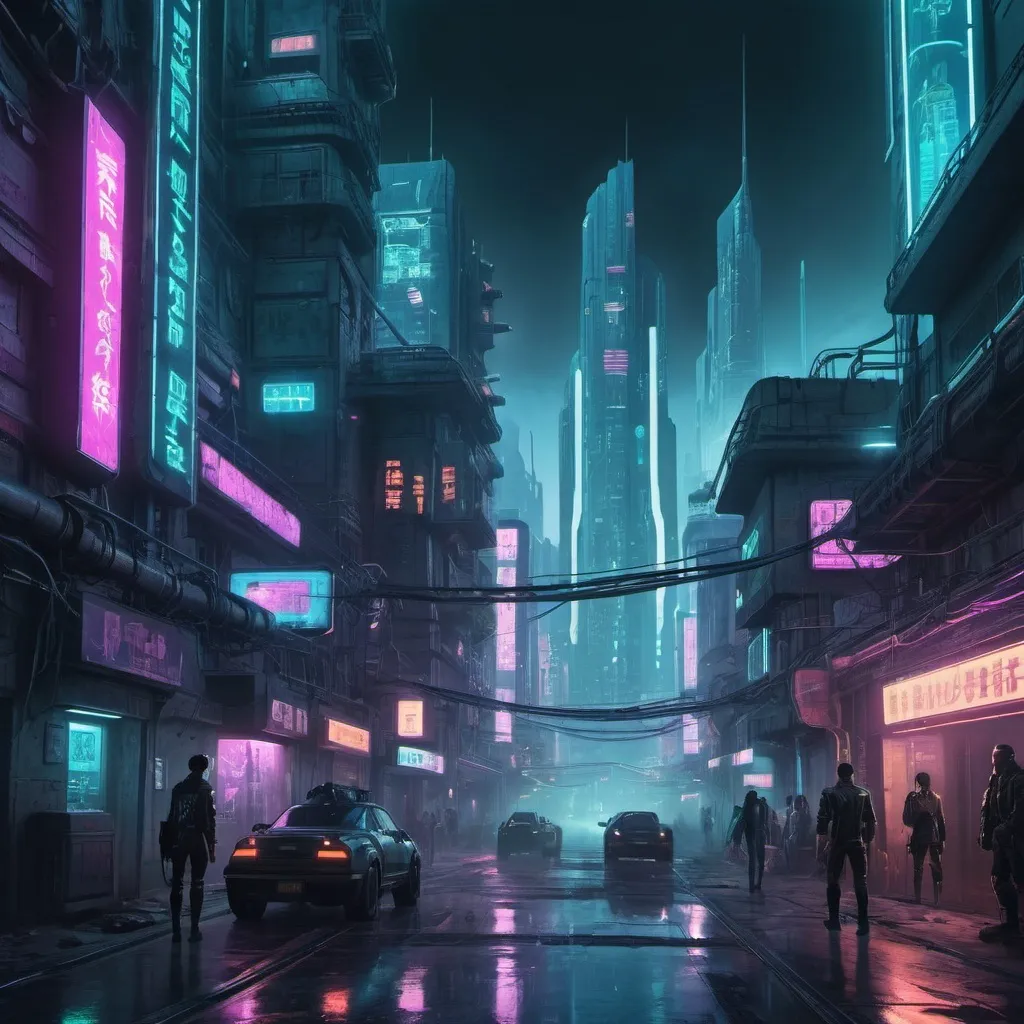 Prompt: A pulsating cyberpunk city escape 