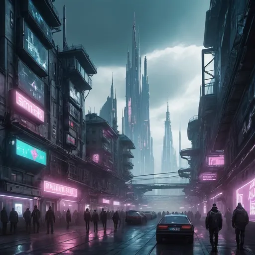 Prompt: Sankt Petesburg în the future like a cyberpunk city