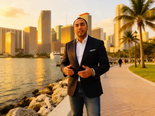 Prompt: @tRWdDRh9TZbjPdTHTxO6 Ultra-realistic cinematic video of me, a confident, high-end real estate agent standing in waterfront pace park in downtown Miami with the Edgewater skyline behind me. The character (me) is well-dressed in a modern luxury suit with jeans, calm and assured, speaking naturally to the camera with subtle hand gestures and relaxed posture. Facial expressions are authentic, voice delivery is smooth, persuasive, and professional — not salesy.
The character says, in a natural and confident tone:‘Downtown Miami is one of the strongest real estate markets in the U.S.High demand, international buyers, and consistent appreciation.If you’re thinking about investing in Miami, now is the moment — and I’ll guide you every step of the way.’
Golden hour lighting, shallow depth of field, cinematic color grading, realistic lip sync, luxury commercial style. Background includes palm trees, and urban energy. 4K realism, premium real estate branding, aspirational and trustworthy mood.