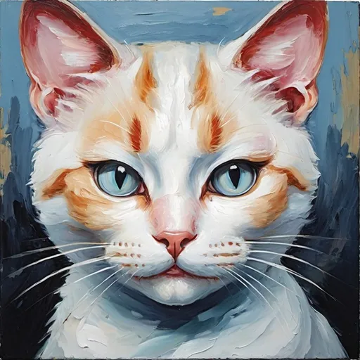 Prompt: Victorian painting cat face human body portrait  oil painting abstract
