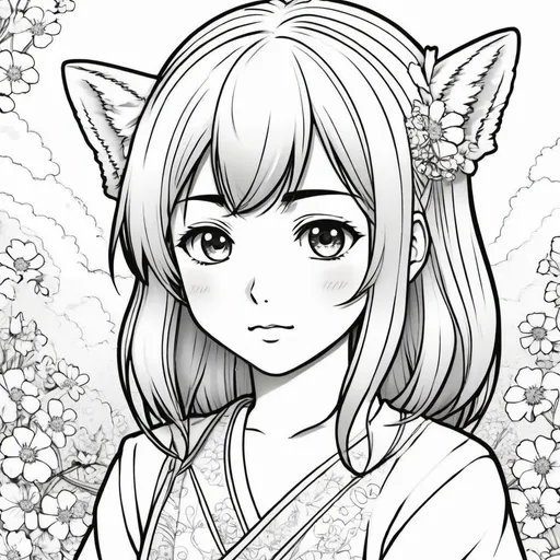 Prompt: Colouring pages manga