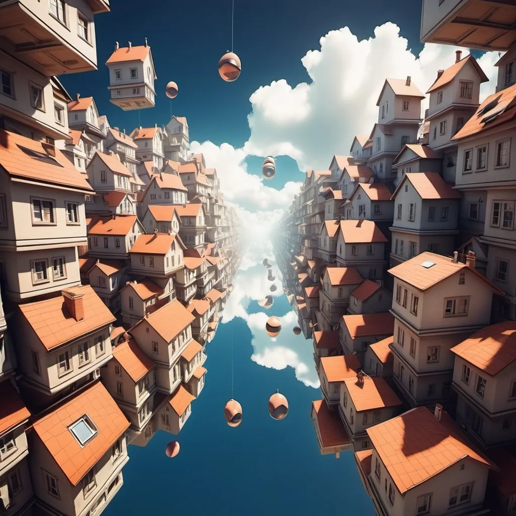 Prompt: an infinite town on the sky, floating