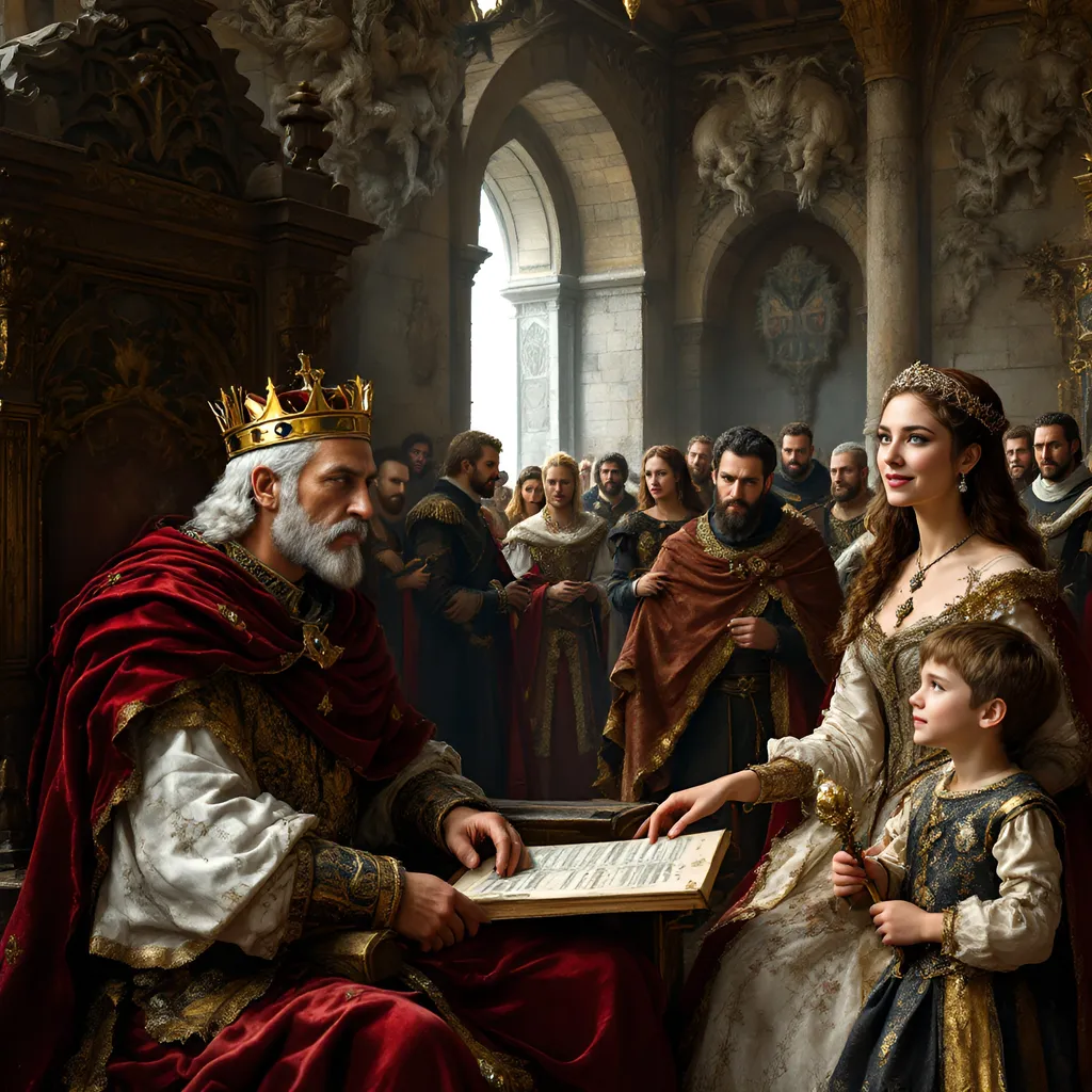 Prompt: medieval court, detailed faces