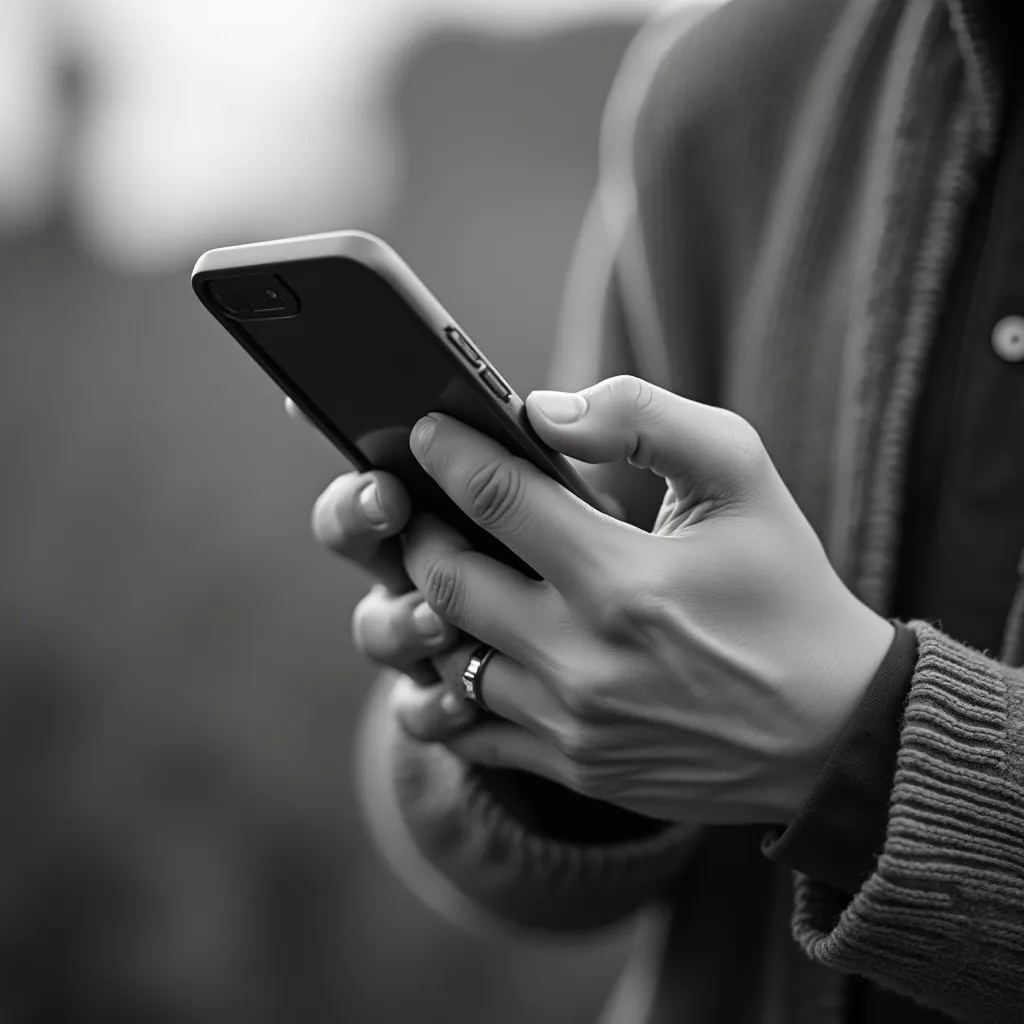 Prompt: AI farming marketing black and white - phone hands

