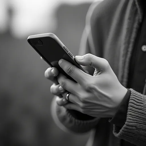 Prompt: AI farming marketing black and white - phone hands

