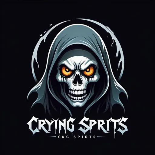 Prompt: Create a scary logo of team name CRYING SPIRITS with Ghost 