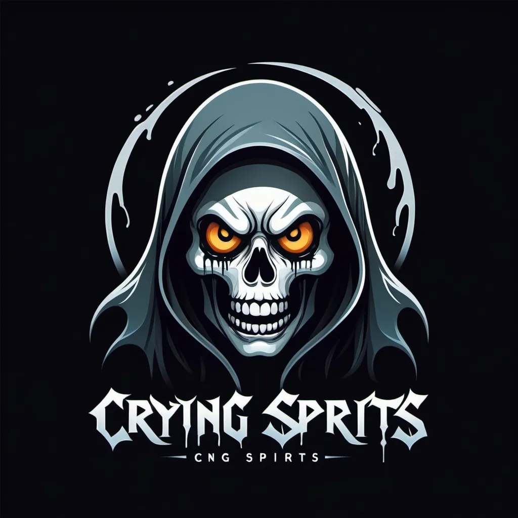 Prompt: Create a scary logo of team name CRYING SPIRITS with Ghost 