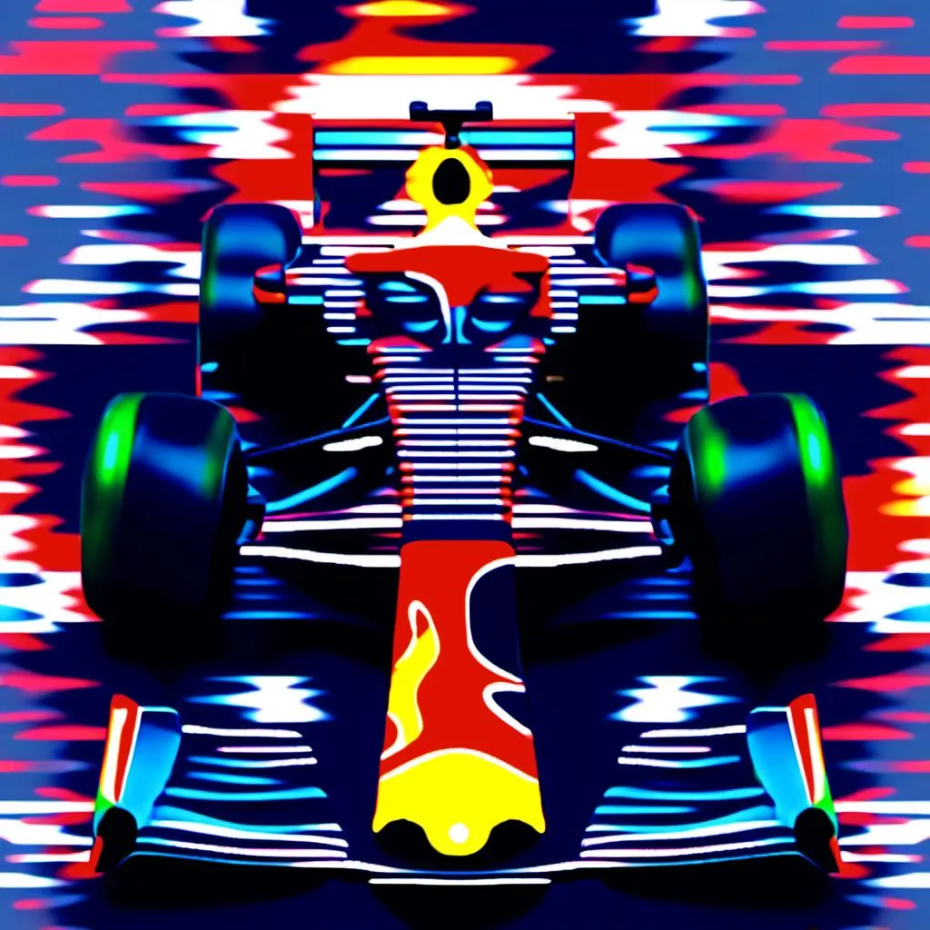 Prompt: <mymodel>, Glitch-Art style, Video glitching, formula 1, red bull racing, max verstappen