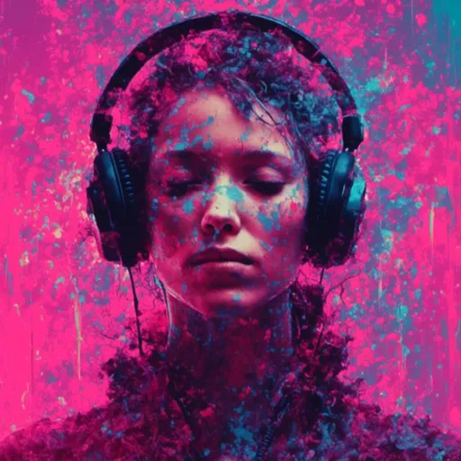 Prompt: <mymodel>, a woman with headphones on.