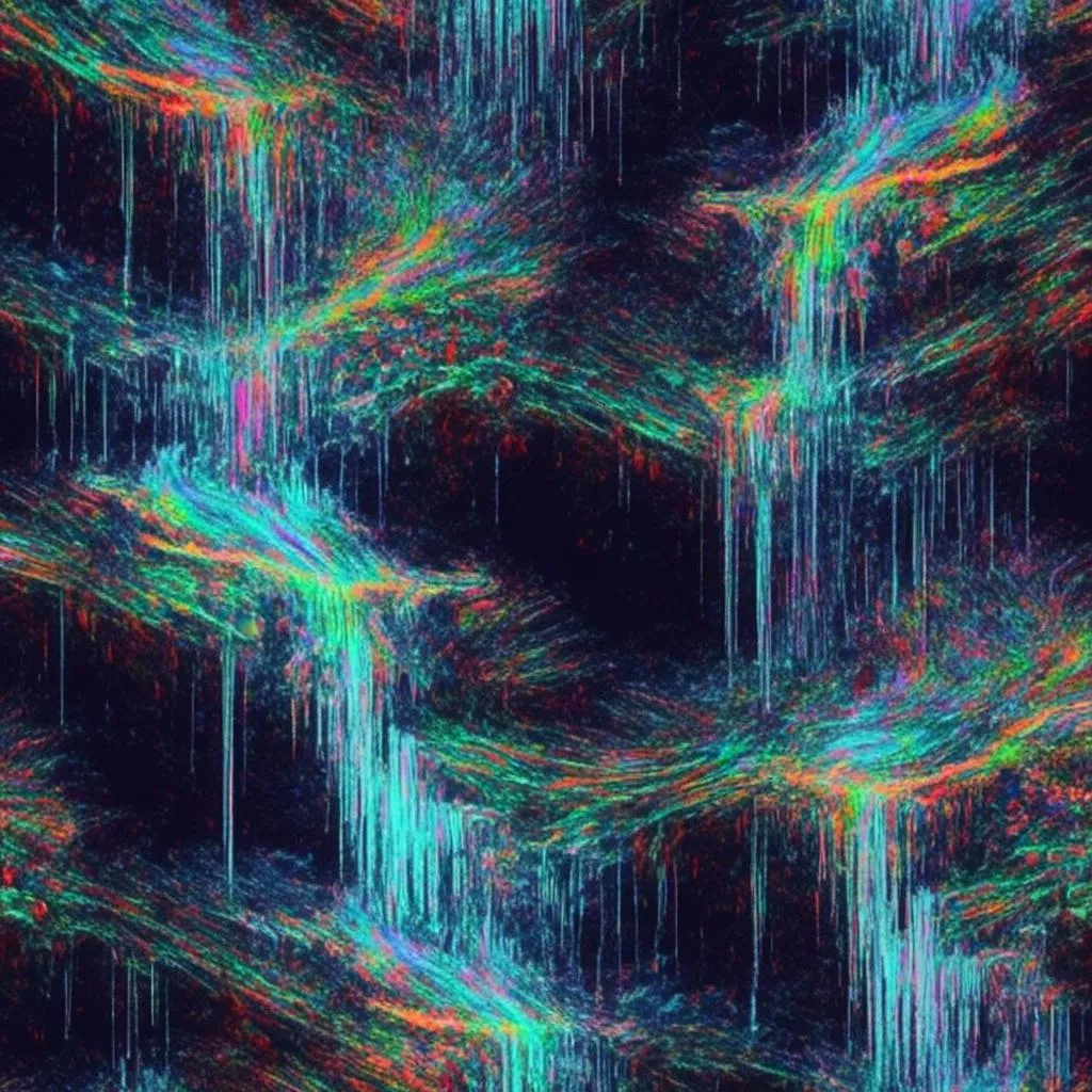 Prompt: <mymodel>, glitch art, video glitching, spiral waterfall