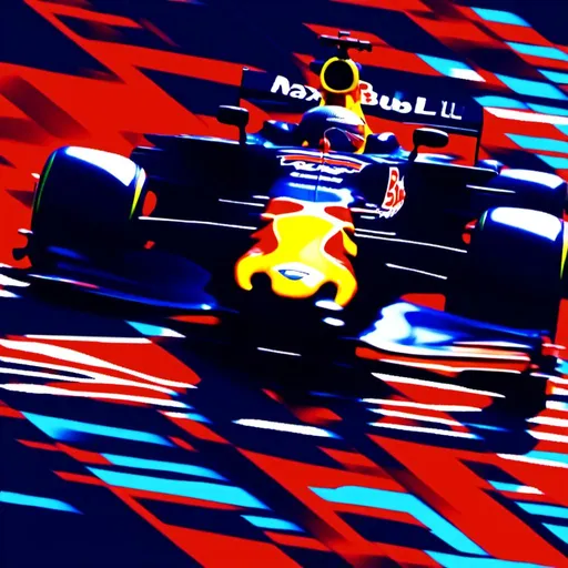 Prompt: <mymodel>, Glitch-Art style, Video glitching, formula 1, red bull racing, max verstappen
