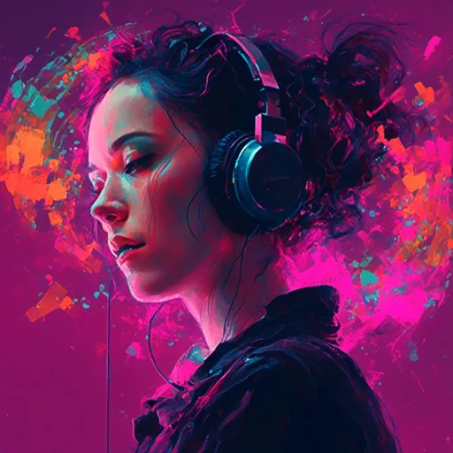 Prompt: <mymodel>, a woman with headphones on.
