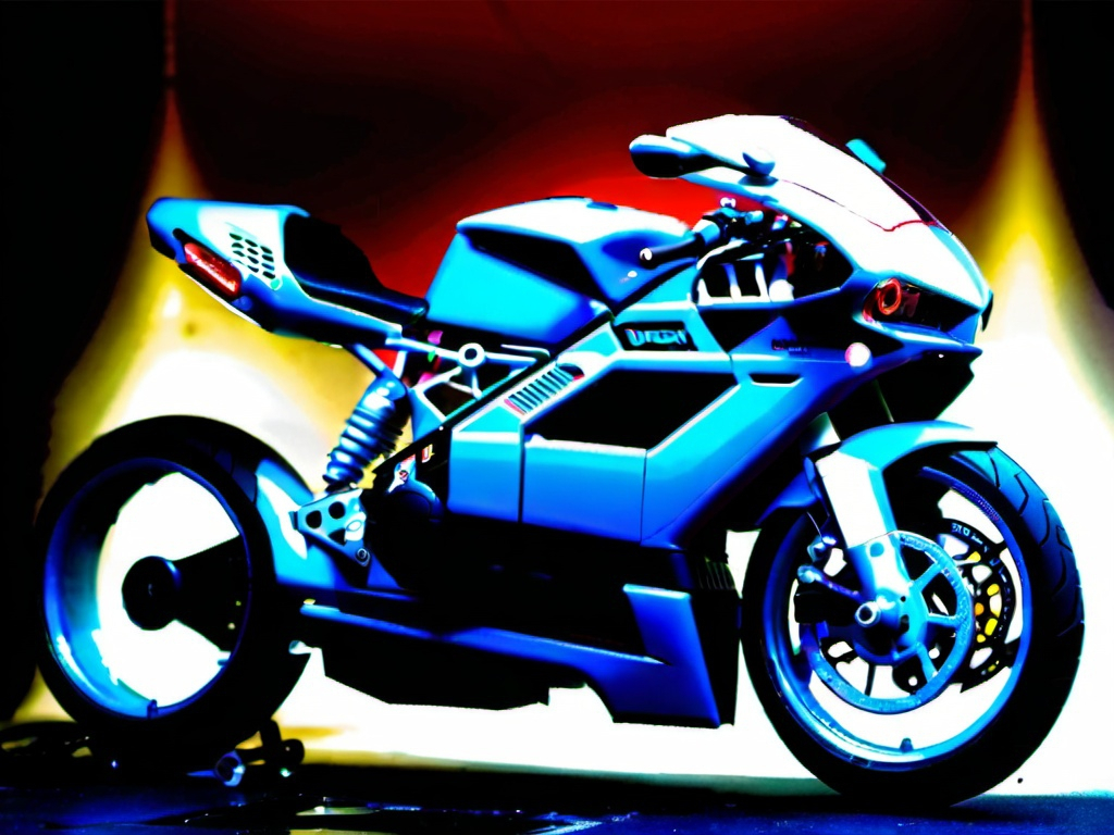 Prompt: A Ducati 848 cyberpunk body kit 
