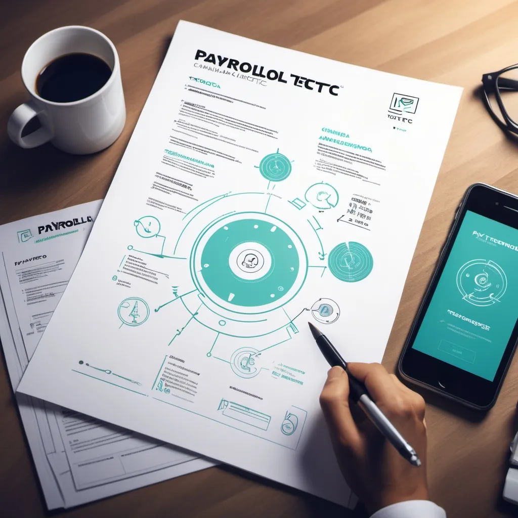 Prompt: Desenvolva um protótipo visual para uma startup de tecnologia chamada 'PayrollTec', especializada em automação de folha de pagamento e auditoria para empresas de médio e grande porte. A imagem deve transmitir modernidade, inovação e segurança. Utilize tons de azul e cinza para representar confiança e tecnologia, com elementos visuais que lembrem sistemas integrados e processamento de dados. Inclua detalhes sutis de gráficos ou dashboards, representando análise de dados e eficiência. A imagem deve ter um estilo minimalista e profissional, com um ambiente de escritório contemporâneo ou uma interface de software futurista. Adicione também um toque de verde para simbolizar precisão e sustentabilidade."