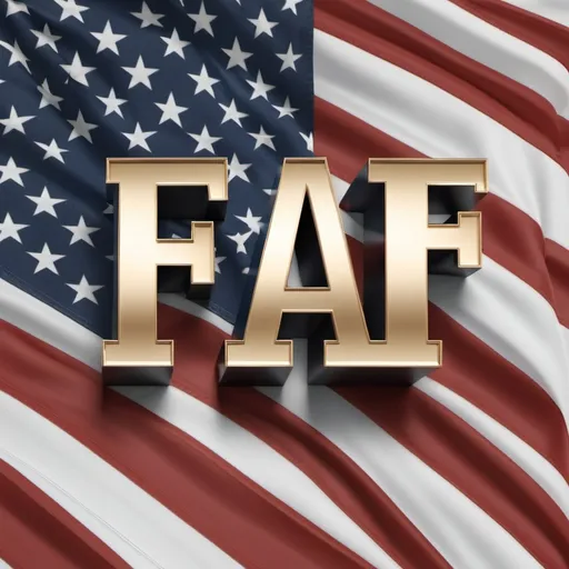 Prompt: letters "FAF" centered on AMerican flag