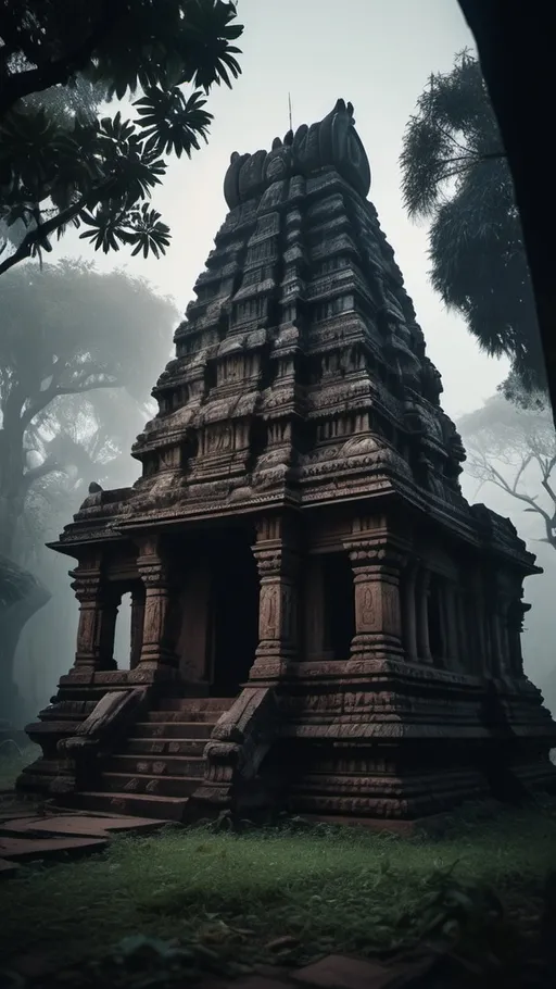 Prompt: South Indian temple with horror look